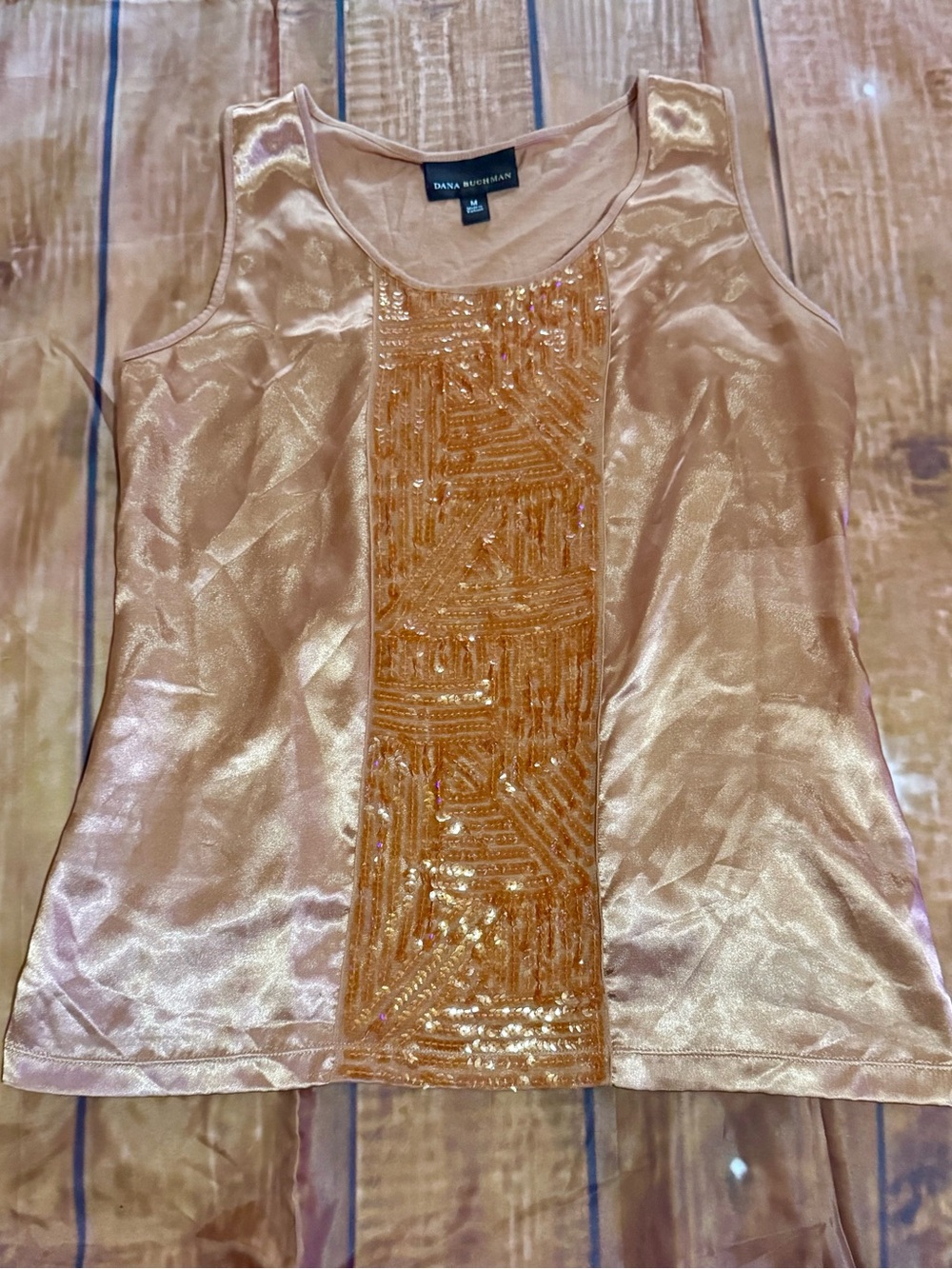 Dana Buchman Metallic Sequin-Front Sleeveless Tank